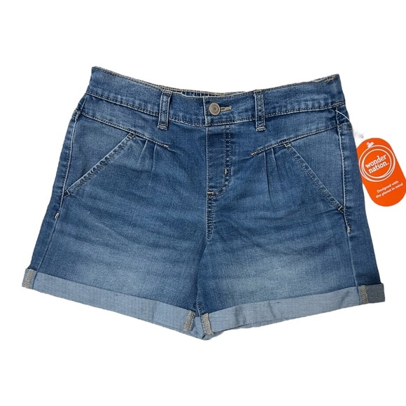 Wonder Nation Shorts Girls Size XXL 18 Denim Pleated Blue Pockets School Beachy - Picture 2 of 11